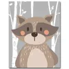 Paints Living Room Poster Party Decor No Frame Cartoon Animal Paintings Children Room Cute Bear Fox Rabbit Raccoon Decoration DH1376