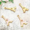 200pcs Lot Candy Pink Effel Tower Charms Wiselant Gold Stated 11 21 mm do biżuterii Making DIY Craft2108