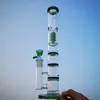 3 Colors Straight Tube Glass Bong Triple Percolator Oil Dab Rigs Birdcage Perc Thick Glass Bongs Water Pipe 18mm Joint With Bowl