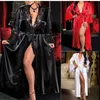 3 colors Red Free SHipping Sexy Lingerie Satin Lace Kimono Intimate Sleepwear Robe Sexy Night long Gown women sexy underwear 5 Colors
