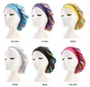 Kvinnor Satin Sleep Capfaux Silk Bonket Wide Band Soft Glitter Reflektiv Rainbow Colorful Head Covering Ruched Hair Loss Chemo Cap