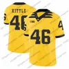 NCAA Iowa Hawkeyes #46 George Kittle 43 Josey Jewell 15 Josh Jackson 14 Desmond King 12 Ricky Stanzi Black White Retired Football Jersey