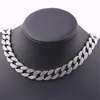 Men Women Gold Silver Miami Cuban Link Chain High Polished Hiphop Rap Rhinestone Punk Necklaces Chains 16 18 20 298I