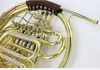 Gratis frakt Margewate Ny ankomst Mässing Vindinstrument Guldlack Dubbelrum 4 Key Slit French Horn FB Key B / F Ton med munstycke