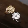 Anelli d'argento della moneta di colore dell'argento dell'oro 2019 per le donne di modo Boho barretta dell'anello rotondo femminile amicizia gioielli regali trasporto di goccia