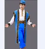 Homens Dança Trajes Xinjiang Uygur Vestuário Chinês Minoritária Roupas, Desempenho de Estágio, Roupas Masculinas com Chapéu