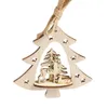 クリスマスデコレーション3 PCSヨーロッパホロースノーフレーク木製ペンダント素朴な木ハンギングオーナメントホームパーティーの装飾ドロップシップ /D1