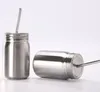 Stainless Steel Mason Tumbler with Lids 500 ML Leak Proof Water Bottle Double Wall Insulated Mason Jar with Straws By Sea A0055