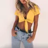 Frauen Tops und Blusen Streetwear Front Tie Crop Tops Tunika Damen Koreanische Mode Sommer Für Frauen Kleidung