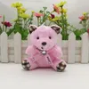 9cm Bonito Pompom Pompom Boneca de Pelúcia Keychain Pequeno Laço Laço Urso Brinquedo Pingente Keyring Mulheres Saco De Carro Chaveiro