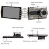 4" Car DVR Dashcam Full HD Dashcam Car Black Box Dual Lens 170° Wide View Angle Clear Night Vision