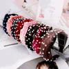 Мода Pearl Velvet оголовье Мягкое Простая женщина из бисера Завязывается Широкий Hairband Cute Lady Party Аксессуары для волос TTA-1071