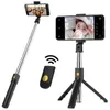 K07 3 in 1 Wireless Bluetooth Tripod Selfie Stick with Remote Control for iPhone Android Phones Extendable Portable Bluetooth Mono7583296