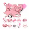 10 Pcs Couro PU Brinquedos Sexuais para Adultos BDSM Bondage Set Mordaça Na Boca Sexo Mãos Fow Mulheres Chicote Corda Erótica Sexy Lingerie Trajes C18122601