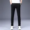 Men's Pants High Quality Casual Cotton Slim Trousers Feet Fashion Solid Color Khaki Black Men1