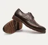 Shoes Brogue Genuine Vintage Men Leather Oxford Soft Bottom Lace-up Low Top Breathable Round Toe Fashion Party Shoes 58937