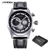 Relogio SINOBI New Creative Watches Men Fashion Leather Strap Chronograph Men Watches Male Big Dial Sports Quartz Analog Clock