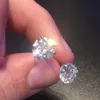 Klassieke Drie Klauwen Mode-sieraden Puur 100% 925 Sterling Zilver Meerkleurig 5A Zirkoon Edelstenen Vrouwen Schroef Stud Oorbel Voor Love202D