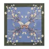 Vente en gros - SHUI Polyester Scarf Women's Fashion butterflly Pattern Large Square Satin Headscarf 90 * 90cm