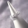Mode Snake Ring Vitguld Fylld Micro Pave Diamond CZ Engagement Bröllop Band Ringar för Kvinnor Bröllopsfest Smycken Gift