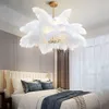 Nordic LD hanglampen natuurlijke struisvogel veer loft led kroonluchter slaapkamer woonkamer restaurant verlichting deco hanglamp