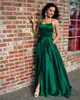 Sexig grimma rygglös sida slits en linje långa gröna balklänningar med fickor satin klänning party examen klänningar264q