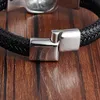 Lion Leather Rope Men Bracelet Stainless Steel Magnetic-clasp Cowhide Braided Multi Layer Wrap Trendy Armband pulsera hombre228u