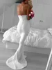Sexy tessuto elasticizzato senza spalline abiti da damigella d'onore sirena con cerniera posteriore cameriera d'onore vestito per la festa nuziale