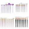 10pcs / set pinceaux de maquillage ensemble pinceaux cheval arc-en-ciel fil poignée poudre blush fard à paupières pinceau kit 5 couleurs mode outil de beauté HHA-303