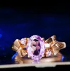 Women's Japanese and Korean version water drop ring sapphire ring rose gold plating silver jewelry