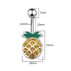 Pineapple Belly Button Pierścionki Titanium Stal Pępek Pierścień Krótki Bar Belly Pierścień Salon i Piercing Materiały