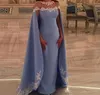 2019 New Sky Blue Fashion Sheath Prom Klänning med Cape Wraps Formell Holidays Wear Graduation Evening Party Pageant Gown Custom Made Plus Siz