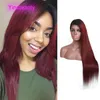 Peruivan Human Hair 1B / 99J Ombre Cabelo Virgem Rendas Perucas Frontais De Seda 1B 99J Lace Front Wigs 13x4 Rendas Perucas dianteiras 10-22