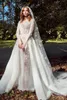 Zuhair Murad Meerjungfrau Spitze Brautkleider mit abnehmbarem Zug schiere schaufelhaltiger Perlen -Brautkleider angewendet Langarm Vestido de Novia 407