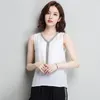 3XL Plus Size Summer Tops For Women Shirt Casual White Black Chiffon Blouse Sleeveless Shirts Beading Blusas Feminina 2019