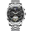 Dom Brand Men Watches Automatic Mechanical Watch Tourbillon Sport Clock Black Steel Business Retro Wristwatch M75BK1MH3536791