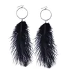 Gros-eal Autruche Plume balancent boucles d'oreilles pour les femmes occidentales vente chaude alliage boucle d'oreille fille Bohème vacances style bijoux trois couleurs