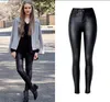 Ivyink Pantaloni a matita da moto Femme Shinny in pelle PU sexy Pantaloni a vita alta neri con bottoni da donna Danim Stretch a figura intera Jeans da donna