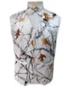 2021 Modestando Camo Groom Coletes Rústico Vista de Casamento Tronco de árvore Folhas de Primavera Camuflagem Slim Fit Vests Men's Set (Vest + Tie) Feito Personalizado