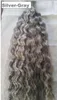 100g120g140g Silver grey Naturally curly ponytail hair extension Creative amazoning look real hair gray hair ponytail puff high bun dye free