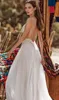2020 Spagetti Boho Gelinlik Wrap Uyluk Yüksek Slits Dantel Üst Backless Plaj Gelinlikler Gelin Elbise Vestido de Noiva