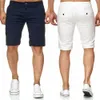 Cool Hommes Slim Fit Coton Solid Coton Blend Soft Travail Uniforme genou Longueur Casual Short Armée Été Armée Vert Blanc Blanc Beige Shorts