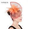 Vintage coral Fascinators Hats Feathers Formal Dress Hats For prom Party tea Race Day Derby ladies day Headpiece New Arrival free shipping