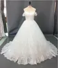 2019 Schulterfreies Ballkleid-Hochzeitskleid mit Pailletten und Spitzenapplikationen, schnürbares Brautkleid mit Korsettrücken, Robes de Mari￩e