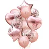 14PCS de 12 polegadas de látex 18inch Metallic Multi balão de coração da estrela fontes forma balão de festa Festival de aniversário Hélio decorações de casamento