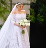 Plus Size Elegant A line Full Lace Wedding Dress Appliques 3/4 Sleeve Off Shoulder Sweep Train Wedding Dress Bridal Gowns vestidos de noiva