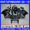 Kropp för Honda Interceptor VFR800RR 02 03 04 05 06 07 258HM.8 VFR 800R 800RR VFR800 RR 2002 2003 2004 2005 2006 2007 Silver Flames Fairing