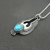 Punk Ancient Silver Titanium Steel Animal Eagle Wing Pendant Turquoises Hawk Pendants Halsband för män Biker Vintage Smycken