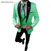 Bridalaffair Mint Green with Black Lapel Suits for Men 3ピースウェディングメンズスーツジャケットパンツ投入カスタムメイドスリムルームCustom7575811