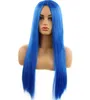 Sapphire Blue Wig Wig Fashion Moda Shave Longo Cabelos Longos no meio da venda de fabricante